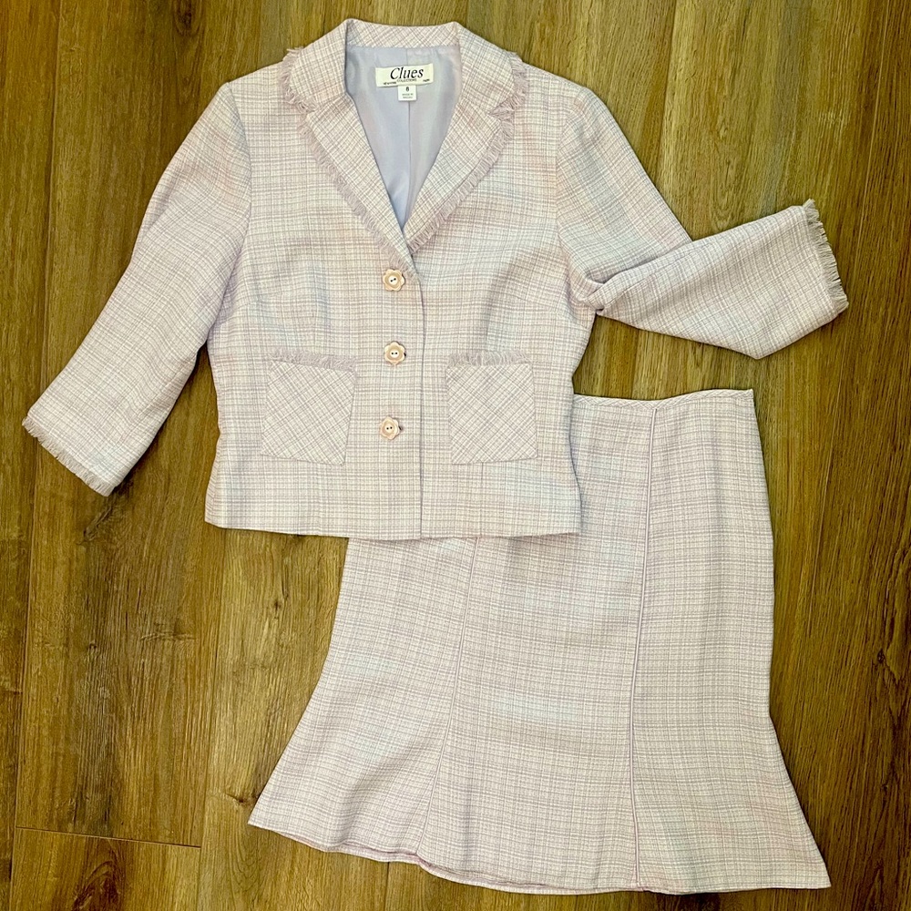 Lilac Tweed Clues Collection Skirt Suit Set